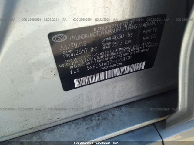 Photo 8 VIN: 5NPE34AB7HH478791 - HYUNDAI SONATA 