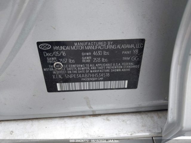 Photo 8 VIN: 5NPE34AB7HH534518 - HYUNDAI SONATA 