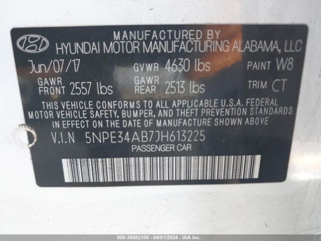 Photo 8 VIN: 5NPE34AB7JH613225 - HYUNDAI SONATA 