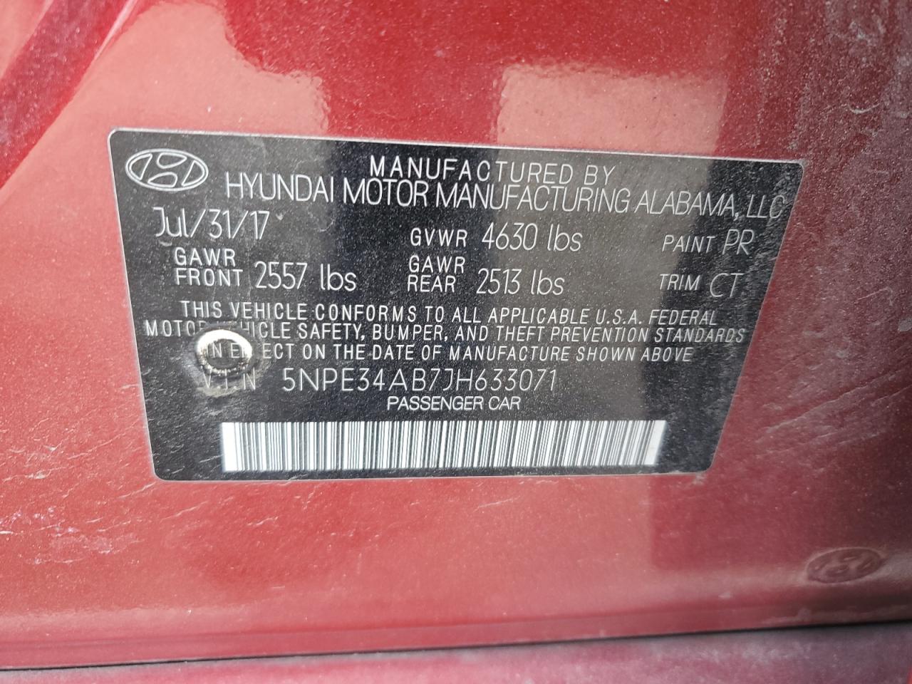 Photo 11 VIN: 5NPE34AB7JH633071 - HYUNDAI SONATA 