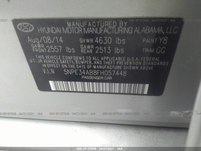 Photo 8 VIN: 5NPE34AB8FH057448 - HYUNDAI SONATA 