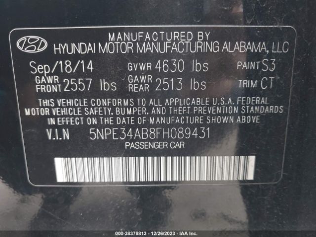 Photo 8 VIN: 5NPE34AB8FH089431 - HYUNDAI SONATA 