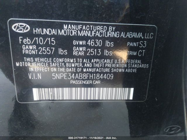 Photo 8 VIN: 5NPE34AB8FH184409 - HYUNDAI SONATA 