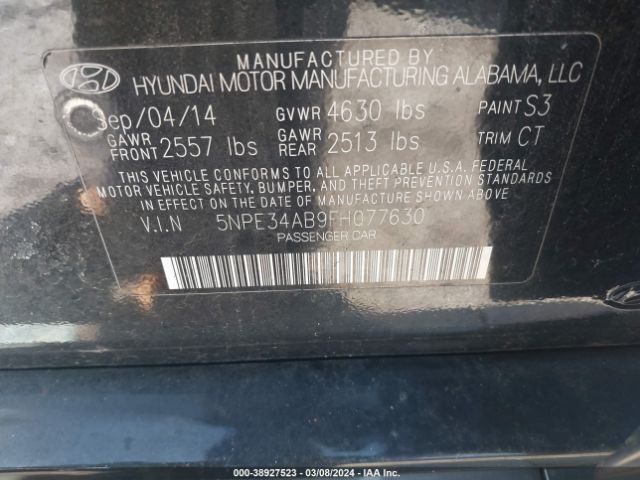 Photo 8 VIN: 5NPE34AB9FH077630 - HYUNDAI SONATA 