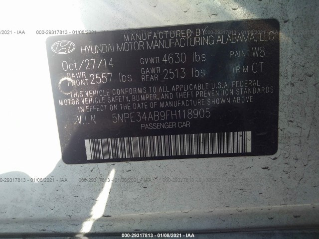 Photo 8 VIN: 5NPE34AB9FH118905 - HYUNDAI SONATA 