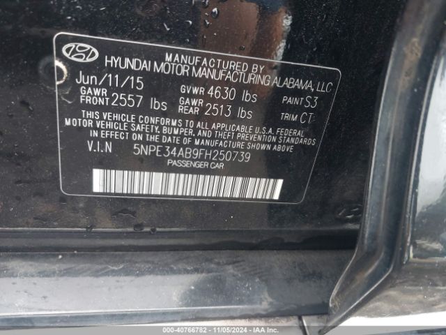 Photo 8 VIN: 5NPE34AB9FH250739 - HYUNDAI SONATA 