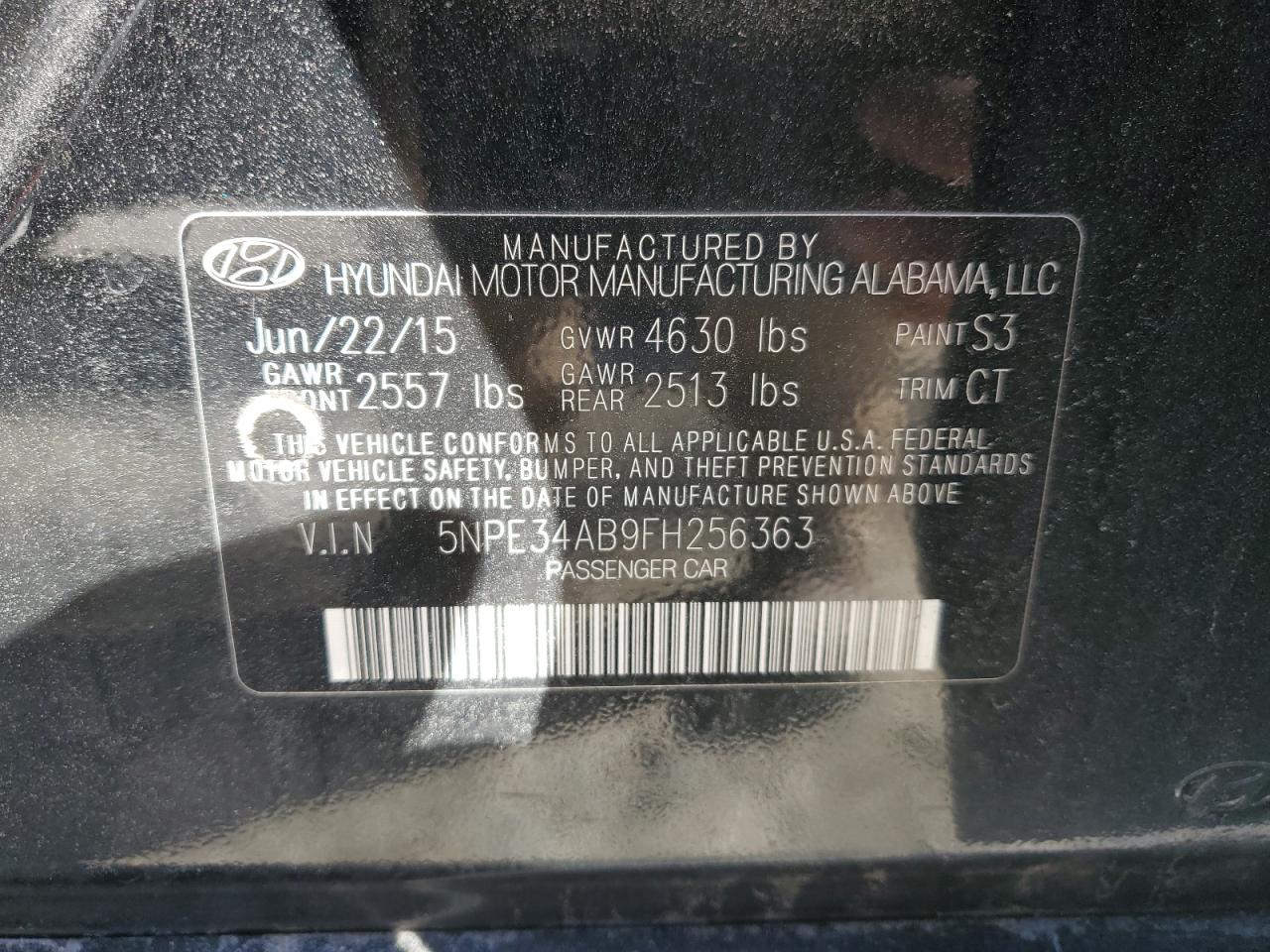 Photo 11 VIN: 5NPE34AB9FH256363 - HYUNDAI SONATA 