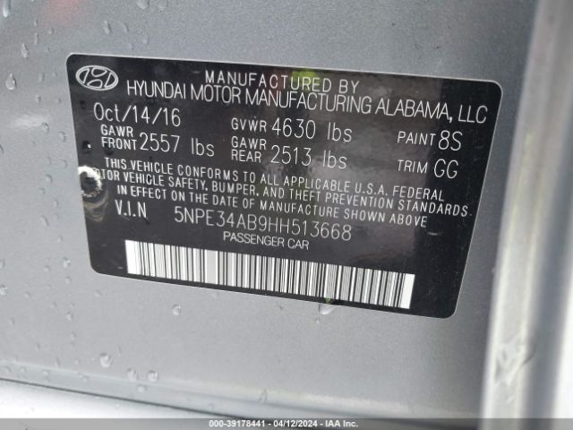 Photo 8 VIN: 5NPE34AB9HH513668 - HYUNDAI SONATA 