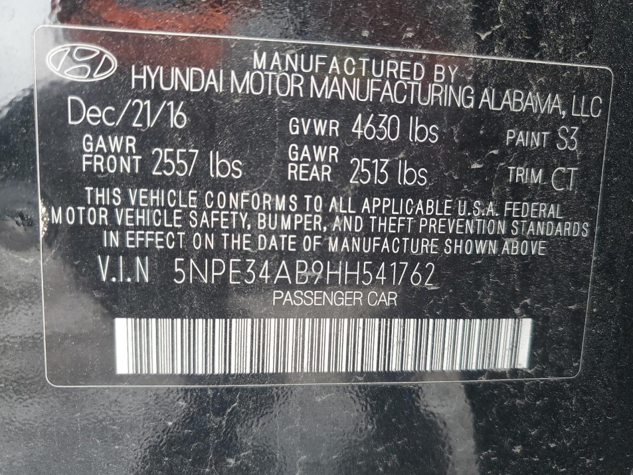 Photo 11 VIN: 5NPE34AB9HH541762 - HYUNDAI SONATA 