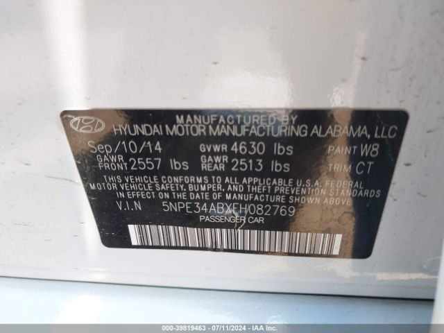 Photo 8 VIN: 5NPE34ABXFH082769 - HYUNDAI SONATA 