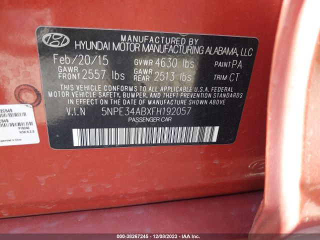 Photo 8 VIN: 5NPE34ABXFH192057 - HYUNDAI SONATA 