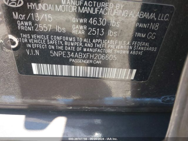 Photo 8 VIN: 5NPE34ABXFH206605 - HYUNDAI SONATA 