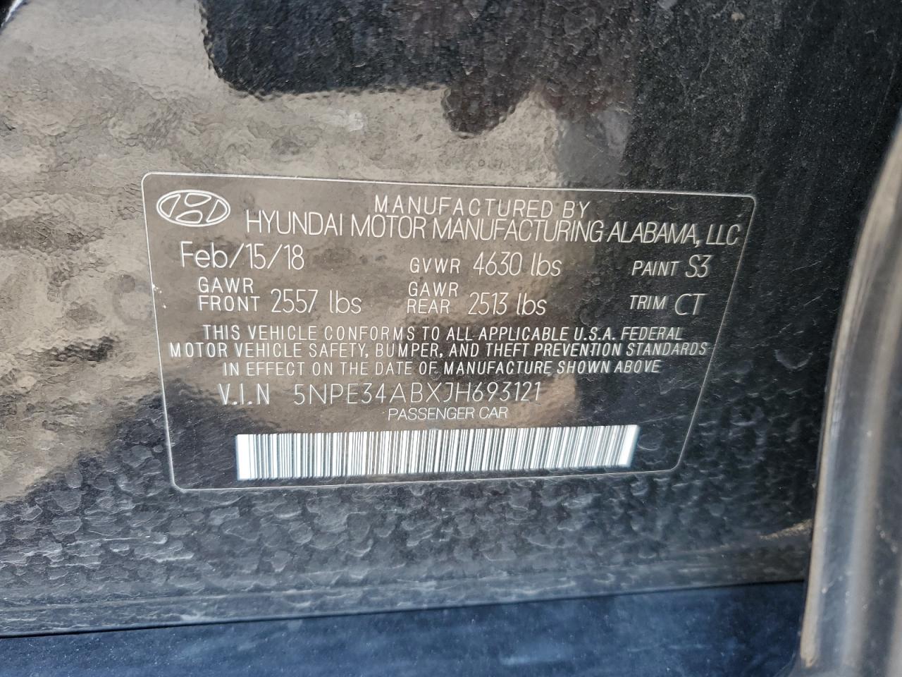 Photo 11 VIN: 5NPE34ABXJH693121 - HYUNDAI SONATA 