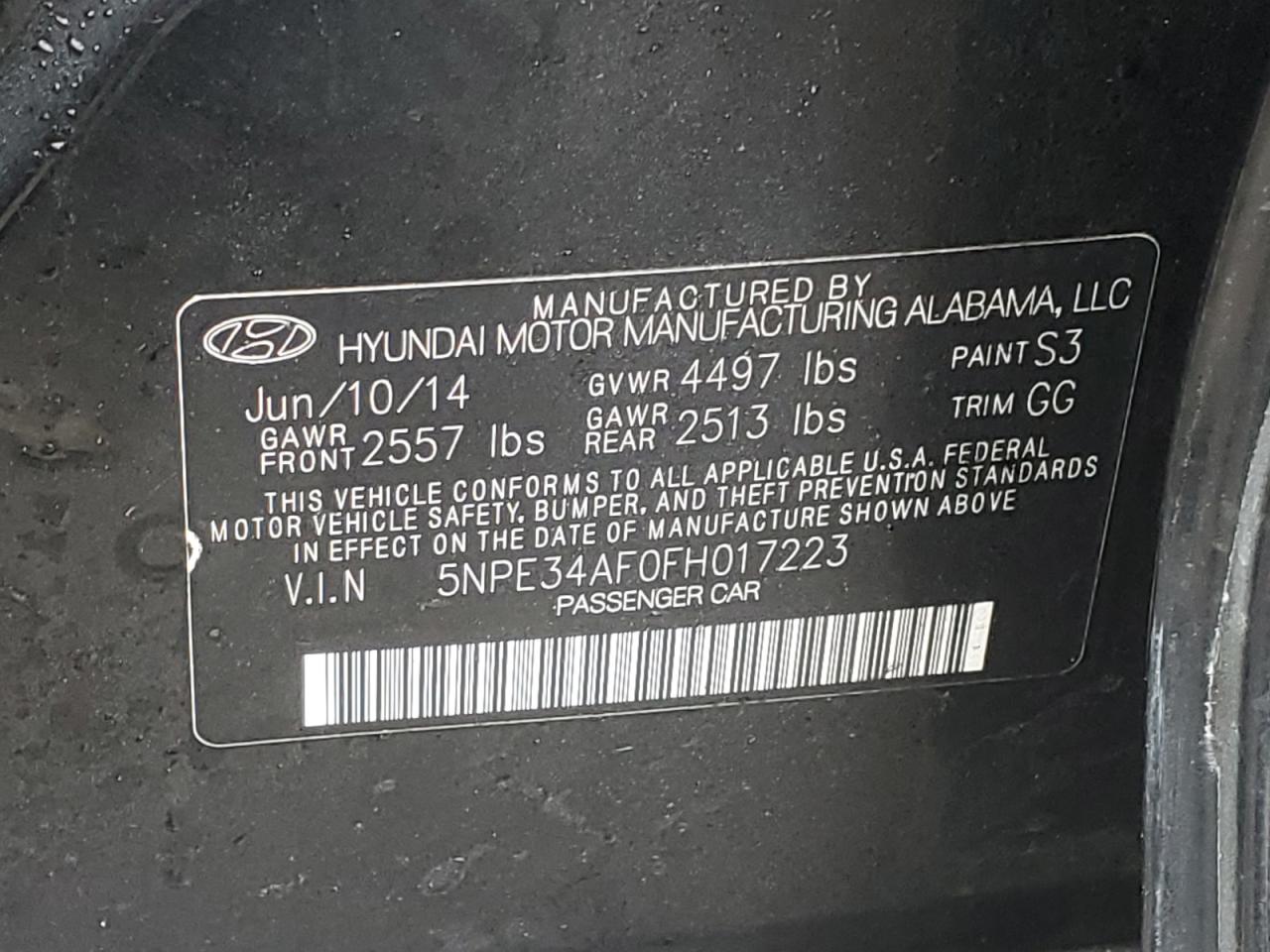 Photo 11 VIN: 5NPE34AF0FH017223 - HYUNDAI SONATA 