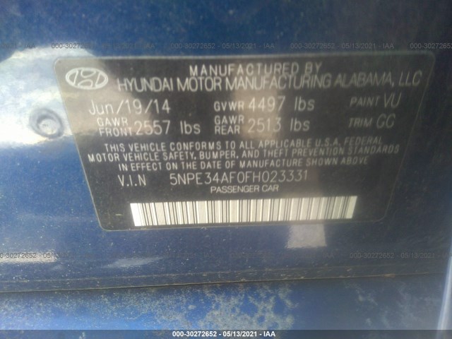 Photo 8 VIN: 5NPE34AF0FH023331 - HYUNDAI SONATA 