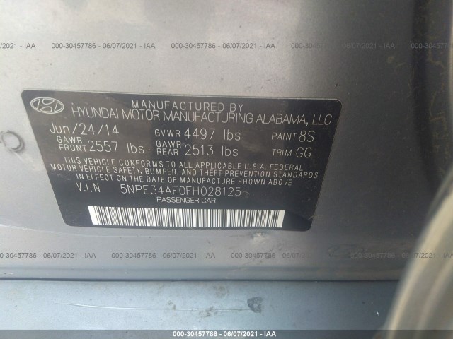 Photo 8 VIN: 5NPE34AF0FH028125 - HYUNDAI SONATA 