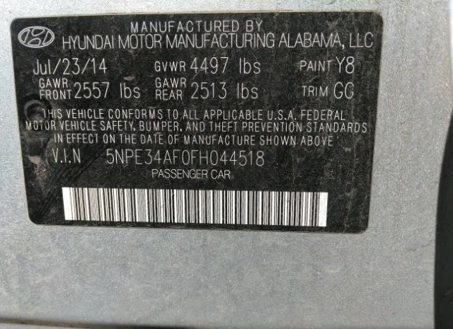 Photo 8 VIN: 5NPE34AF0FH044518 - HYUNDAI SONATA 