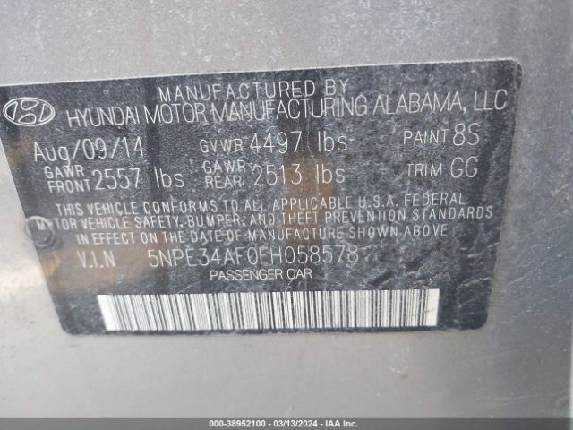 Photo 8 VIN: 5NPE34AF0FH058578 - HYUNDAI SONATA 