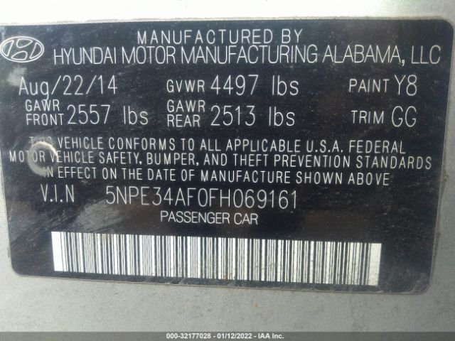 Photo 8 VIN: 5NPE34AF0FH069161 - HYUNDAI SONATA 