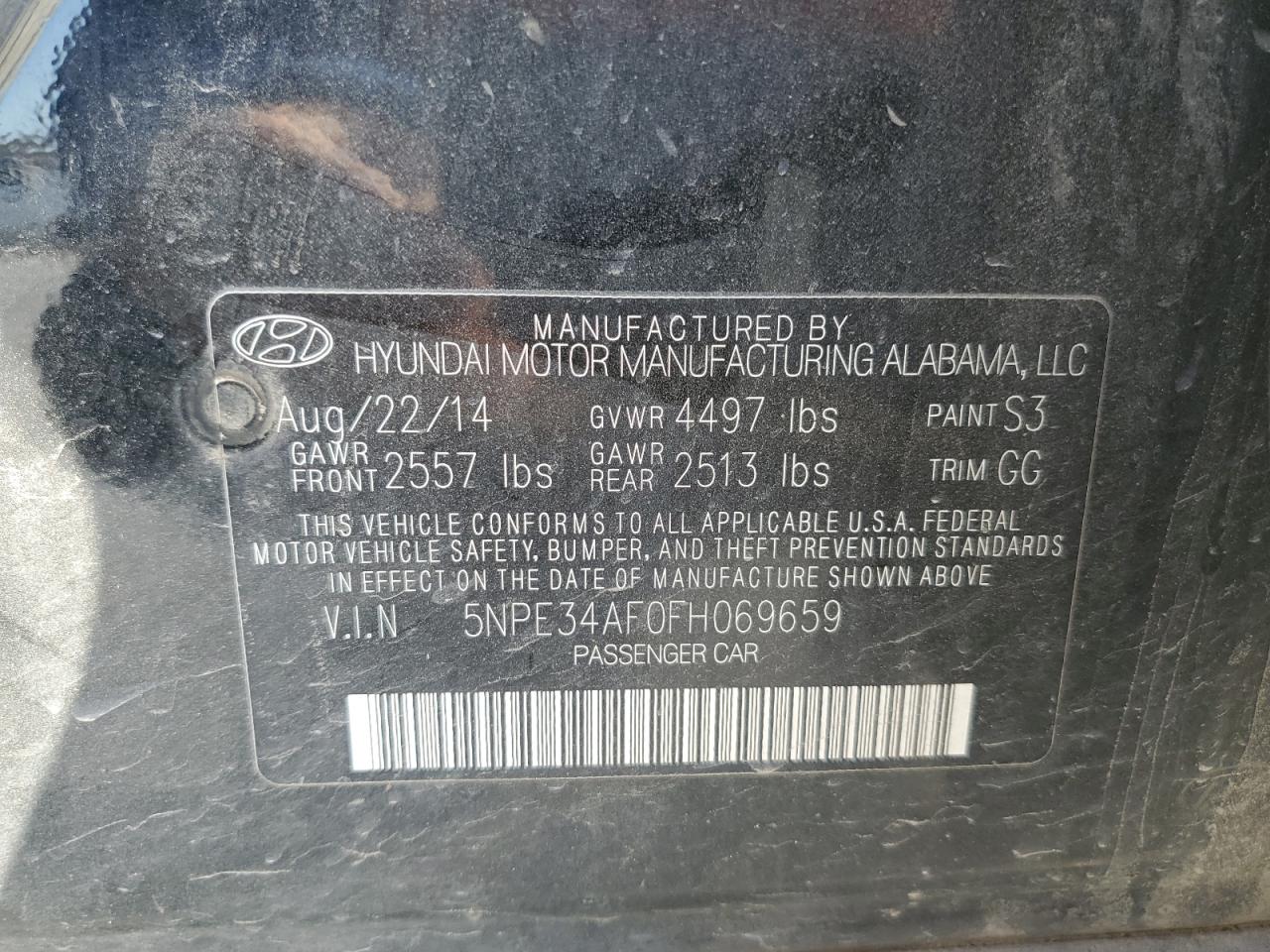 Photo 11 VIN: 5NPE34AF0FH069659 - HYUNDAI SONATA 