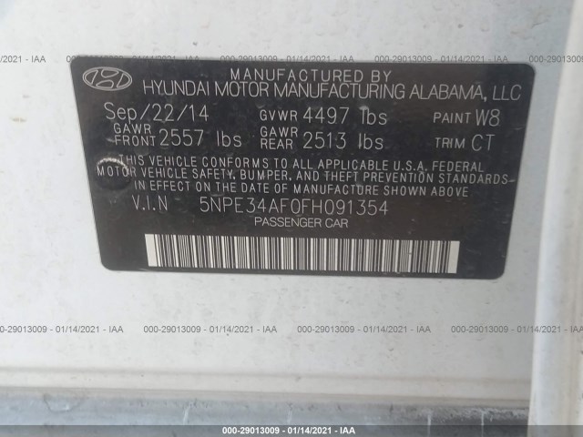 Photo 8 VIN: 5NPE34AF0FH091354 - HYUNDAI SONATA 