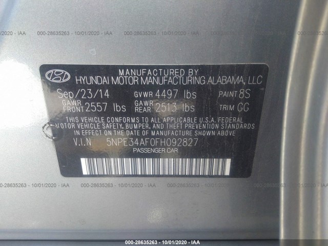 Photo 8 VIN: 5NPE34AF0FH092827 - HYUNDAI SONATA 