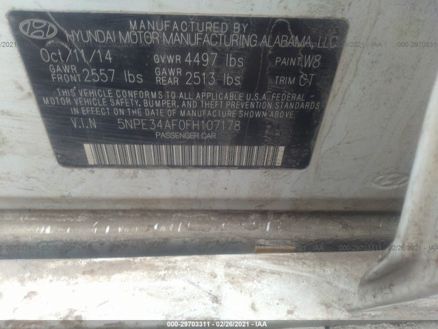 Photo 8 VIN: 5NPE34AF0FH107178 - HYUNDAI SONATA 