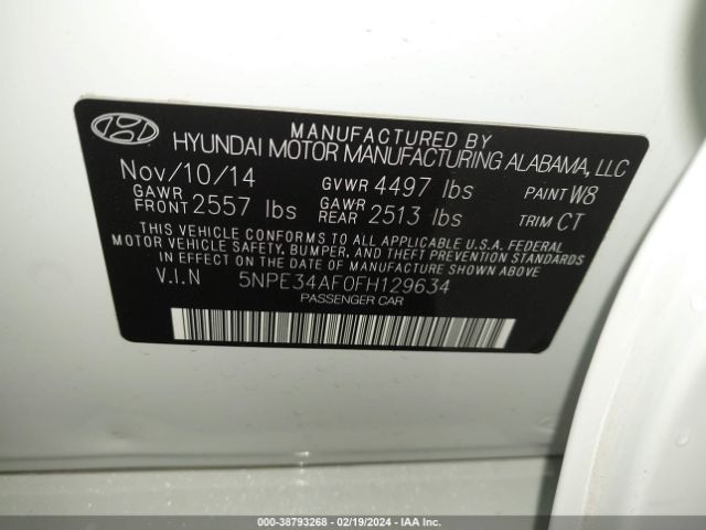 Photo 8 VIN: 5NPE34AF0FH129634 - HYUNDAI SONATA 