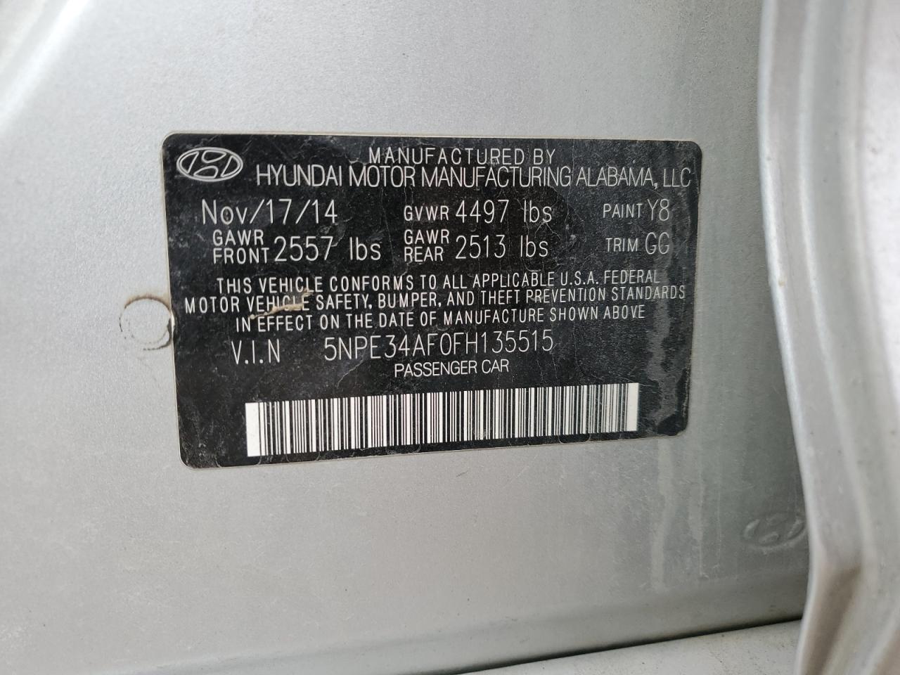 Photo 11 VIN: 5NPE34AF0FH135515 - HYUNDAI SONATA 