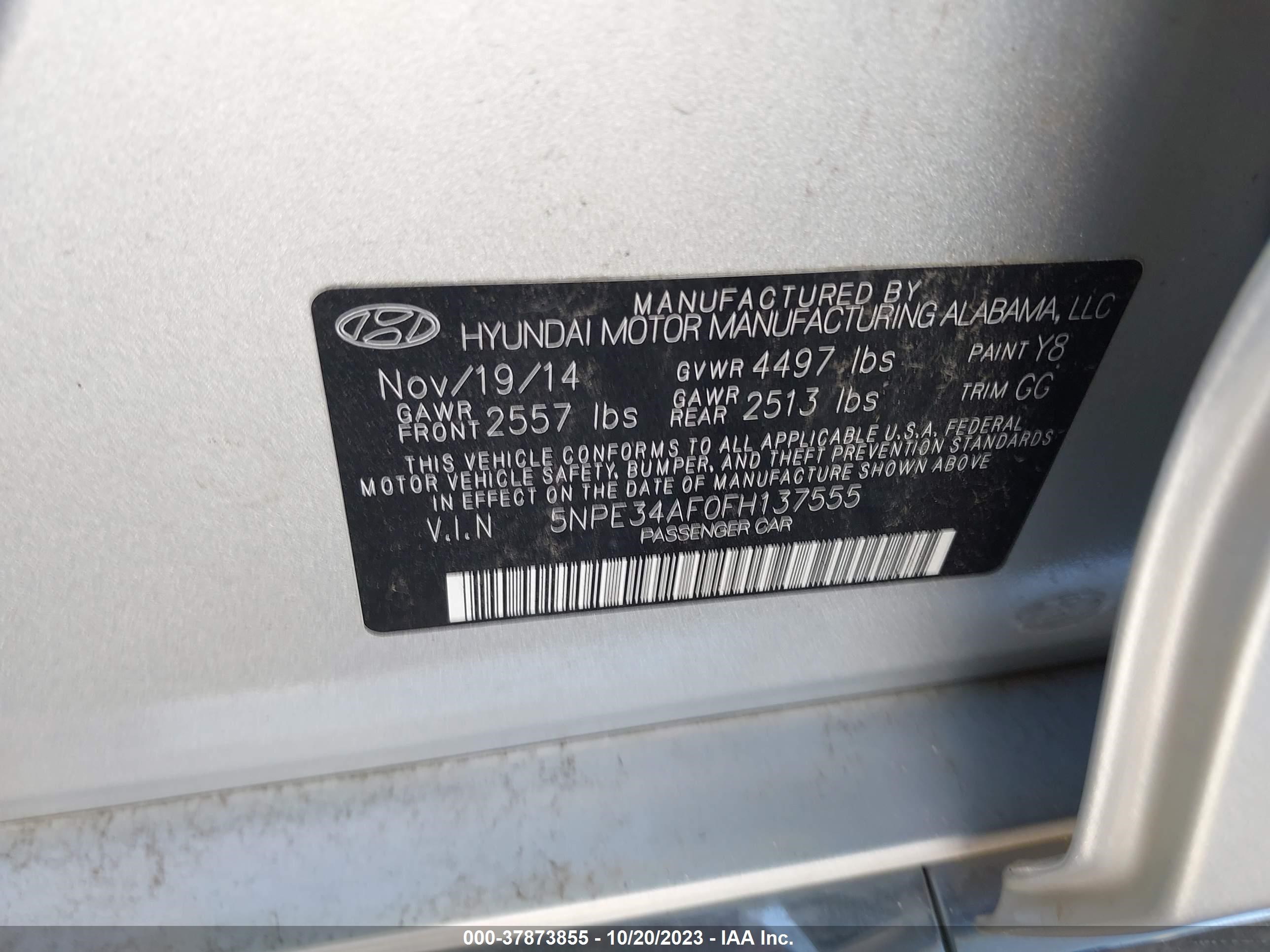 Photo 8 VIN: 5NPE34AF0FH137555 - HYUNDAI SONATA 