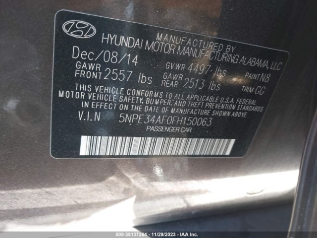 Photo 8 VIN: 5NPE34AF0FH150063 - HYUNDAI SONATA 