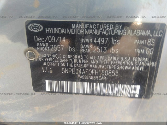 Photo 8 VIN: 5NPE34AF0FH150855 - HYUNDAI SONATA 