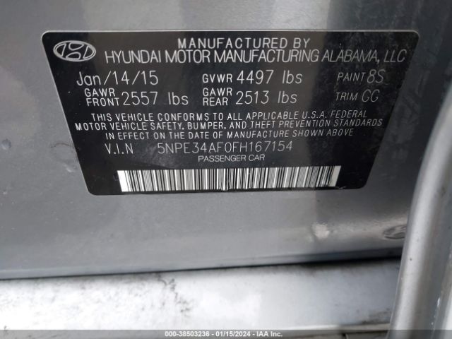 Photo 8 VIN: 5NPE34AF0FH167154 - HYUNDAI SONATA 