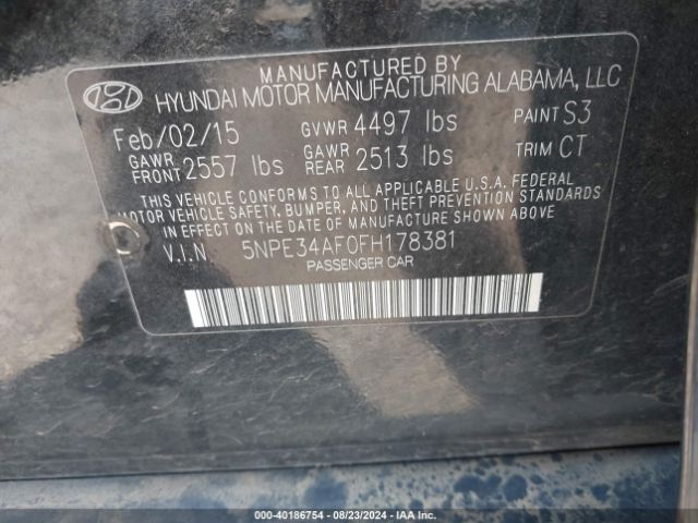 Photo 8 VIN: 5NPE34AF0FH178381 - HYUNDAI SONATA 