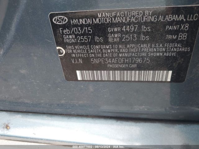 Photo 8 VIN: 5NPE34AF0FH179675 - HYUNDAI SONATA 