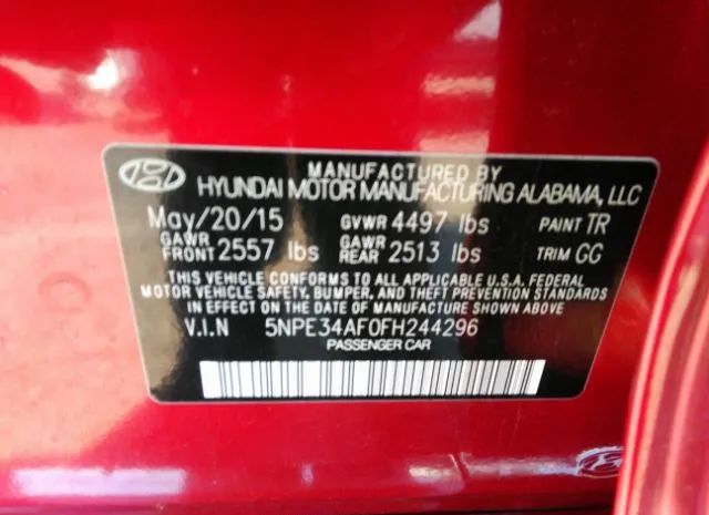 Photo 8 VIN: 5NPE34AF0FH244296 - HYUNDAI SONATA 