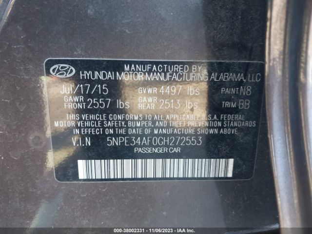 Photo 8 VIN: 5NPE34AF0GH272553 - HYUNDAI SONATA 