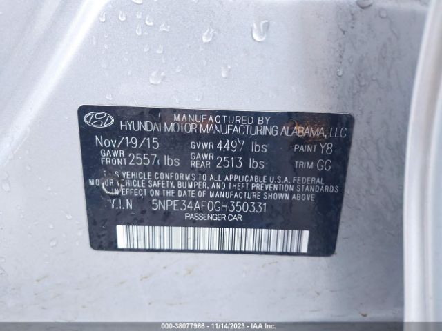 Photo 8 VIN: 5NPE34AF0GH350331 - HYUNDAI SONATA 