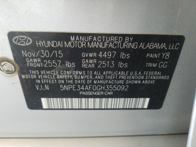 Photo 9 VIN: 5NPE34AF0GH355092 - HYUNDAI SONATA SPO 