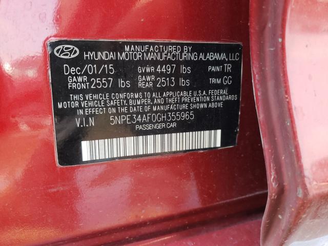 Photo 9 VIN: 5NPE34AF0GH355965 - HYUNDAI SONATA SPO 