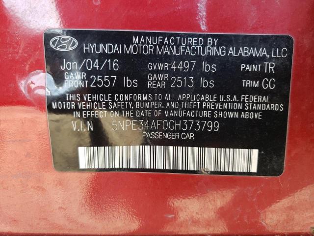 Photo 11 VIN: 5NPE34AF0GH373799 - HYUNDAI SONATA SPO 