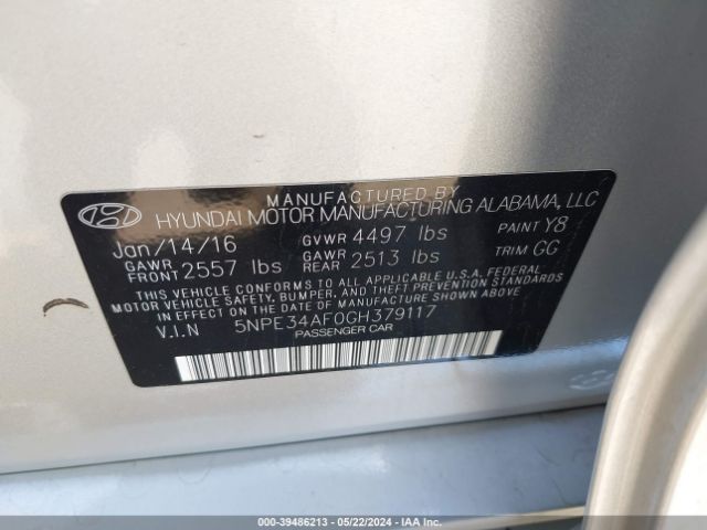 Photo 8 VIN: 5NPE34AF0GH379117 - HYUNDAI SONATA 