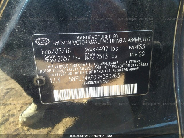 Photo 8 VIN: 5NPE34AF0GH390263 - HYUNDAI SONATA 