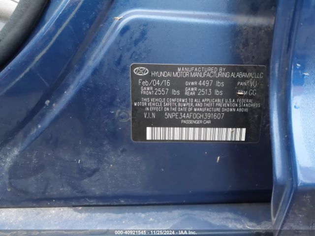 Photo 8 VIN: 5NPE34AF0GH391607 - HYUNDAI SONATA 