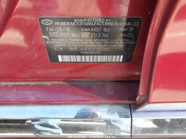 Photo 8 VIN: 5NPE34AF0GH392093 - HYUNDAI SONATA 