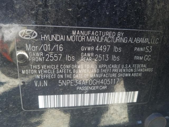 Photo 9 VIN: 5NPE34AF0GH405117 - HYUNDAI SONATA SPO 