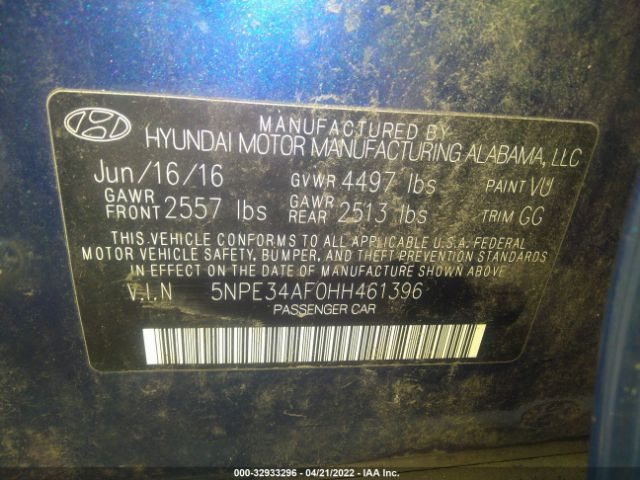 Photo 8 VIN: 5NPE34AF0HH461396 - HYUNDAI SONATA 