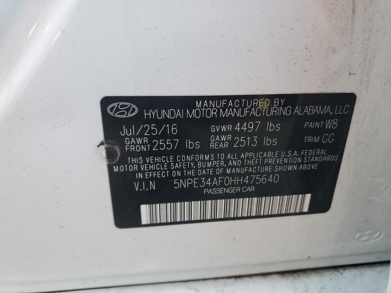 Photo 11 VIN: 5NPE34AF0HH475640 - HYUNDAI SONATA 