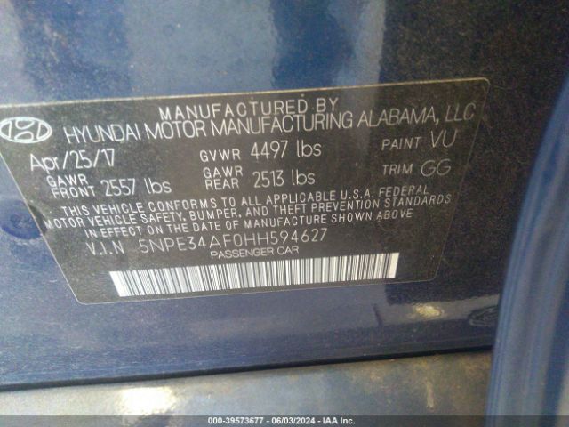 Photo 8 VIN: 5NPE34AF0HH594627 - HYUNDAI SONATA 