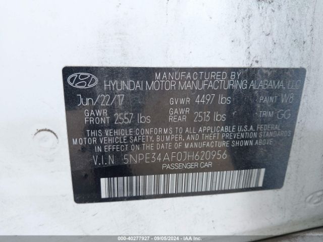 Photo 8 VIN: 5NPE34AF0JH620956 - HYUNDAI SONATA 